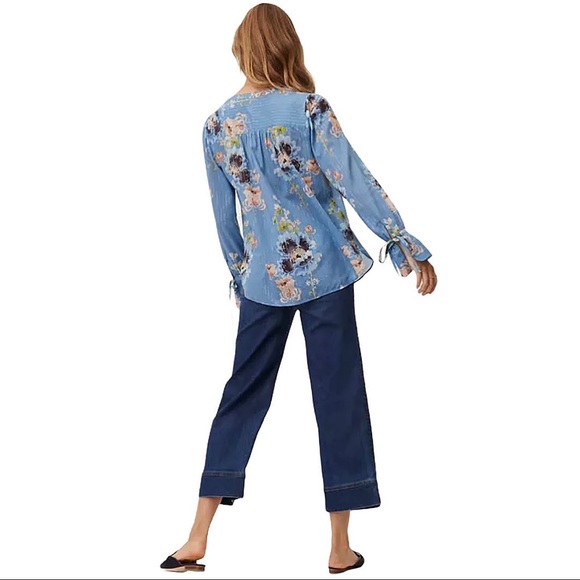 LOFT | Shimmer Blossom Tie Cuff Blouse - Picture 3 of 11